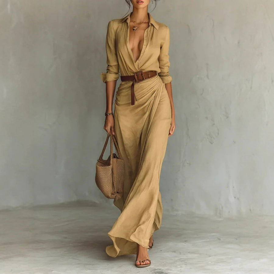 Irregular Unique Long Dress With Belt