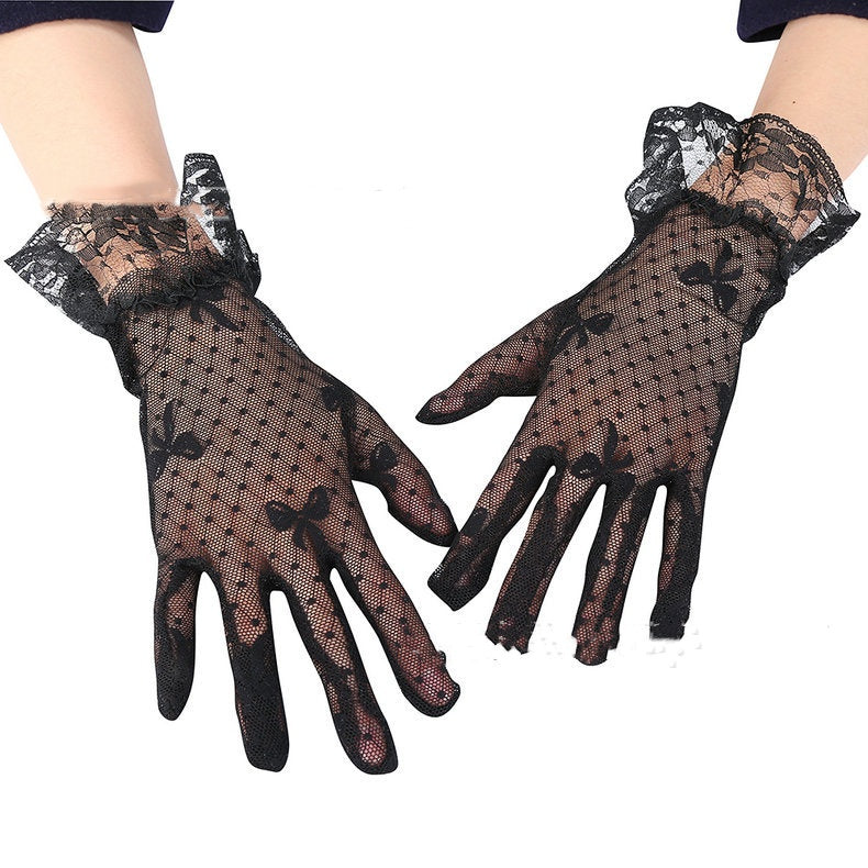 Elegant Lace Bow Bridal UV Gloves