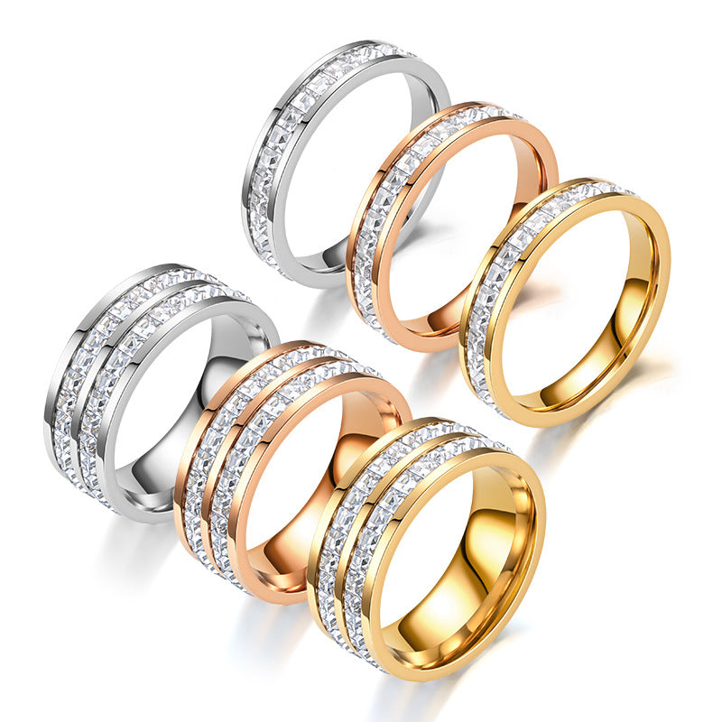 Chic Stainless Steel Rhinestone Ring