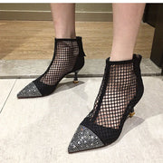 Chic Breathable Mesh Heel Boots