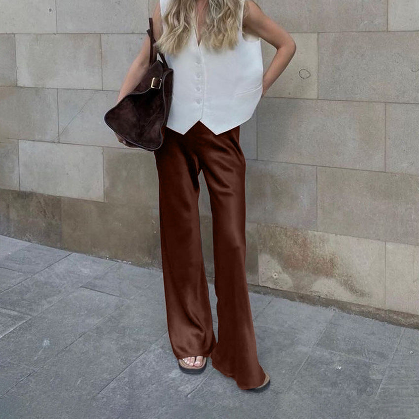High-Waisted Lace-Up Wide-Leg Pants