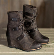 Chic Colorblock Lace-Up Combat Boots
