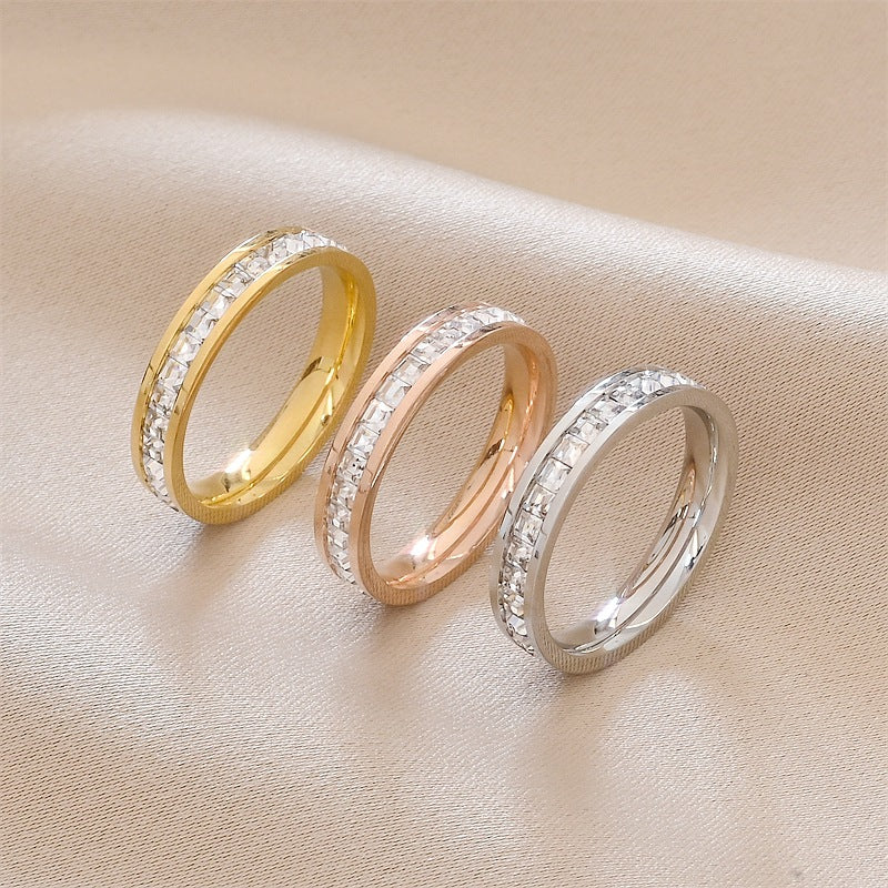Chic Stainless Steel Rhinestone Ring