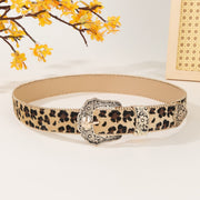 Rhinestone Buckle Wide Leopard-style Belt