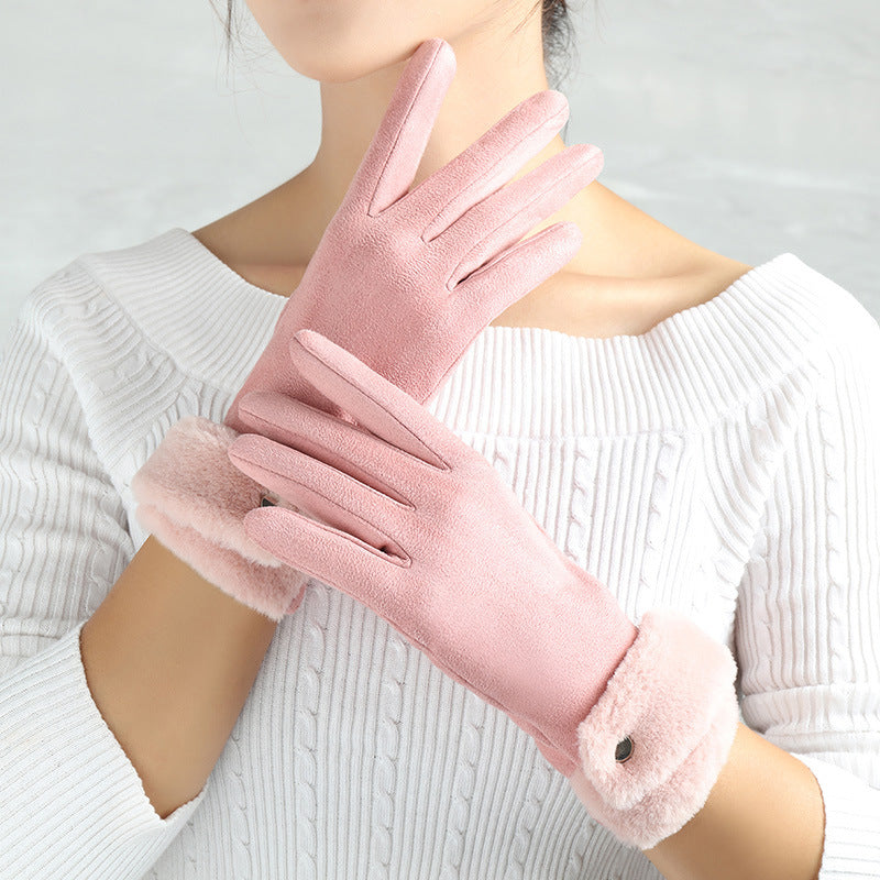 Sexy Suede Glove Warm Finger Gloves