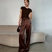 High-Waisted Lace-Up Wide-Leg Pants