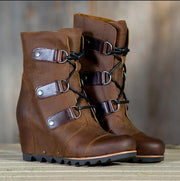 Chic Colorblock Lace-Up Combat Boots