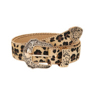 Rhinestone Buckle Wide Leopard-style Belt