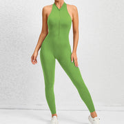 Zippered Fitness Jumpsuit with Tummy Control and Butt Lifting