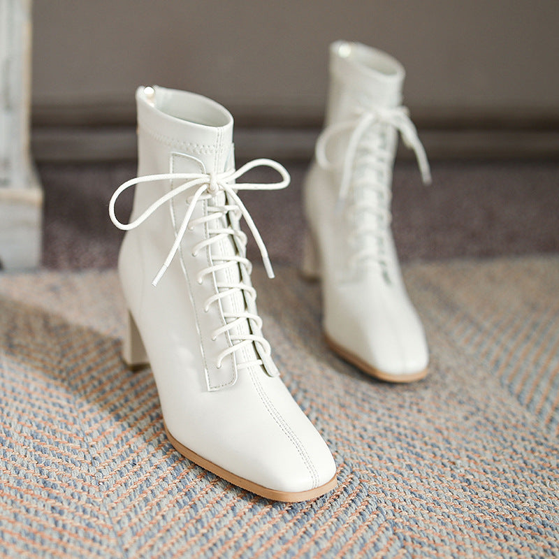 Sleek Square Toe High Heel Boots