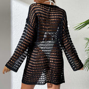 Sexy Knit Hollow Round Neck Beach Casual Dress