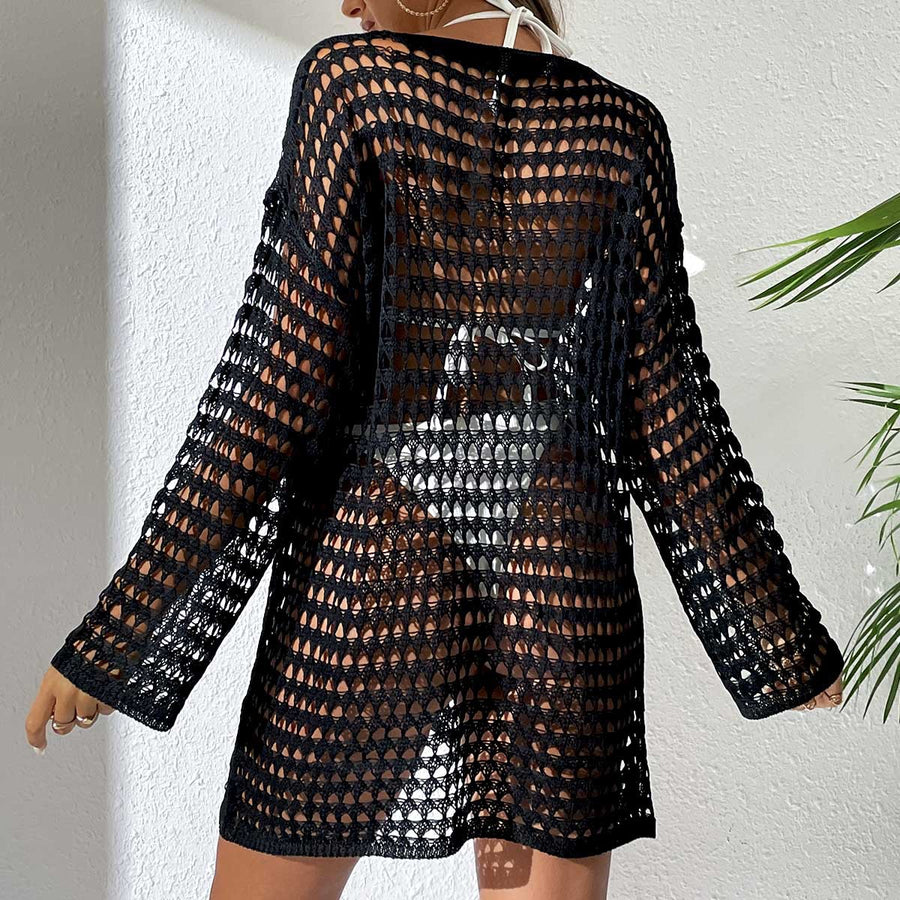 Sexy Knit Hollow Round Neck Beach Casual Dress