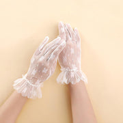 Chic Korean Style White Floral Lace Gloves