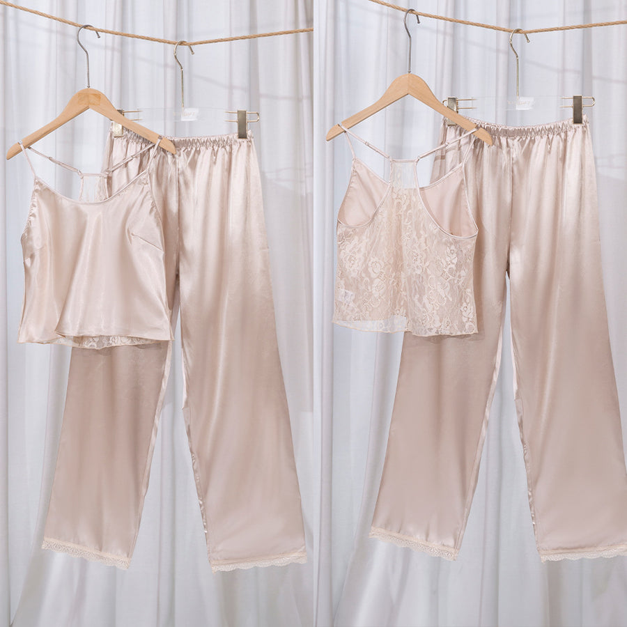 Ice-silk Pajamas - Camisole Top With Long Pants