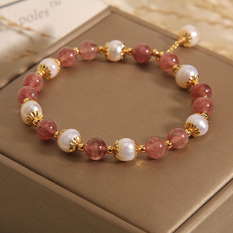 Natural Strawberry Quartz Sweet-style Bracelet
