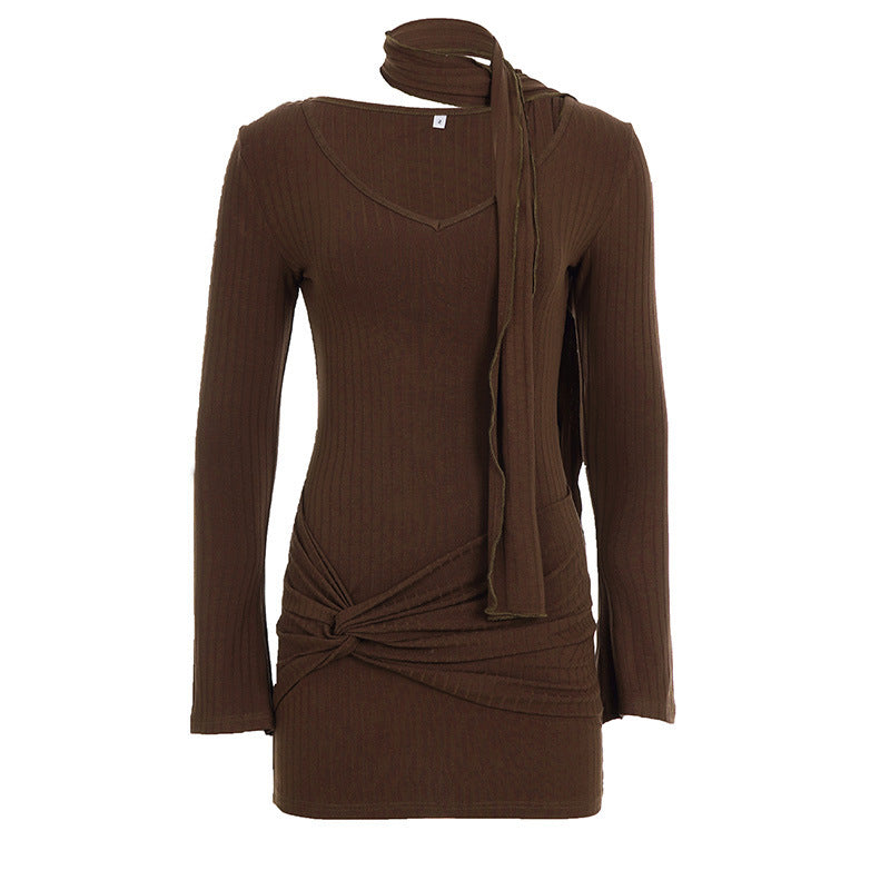 Knitted V-neck Sexy Dress