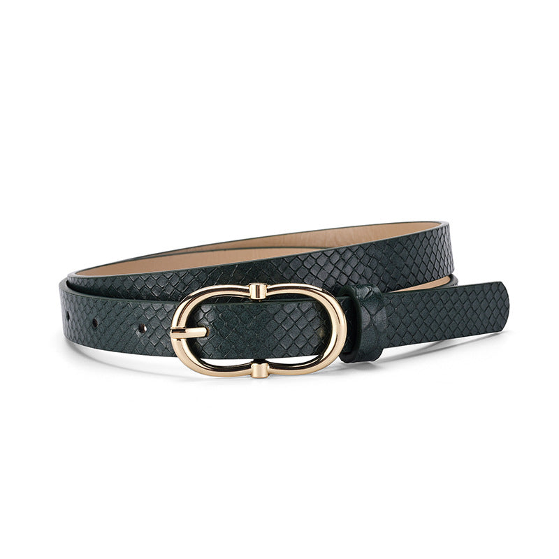 Simple And Versatile Snake Print Leather Belt
