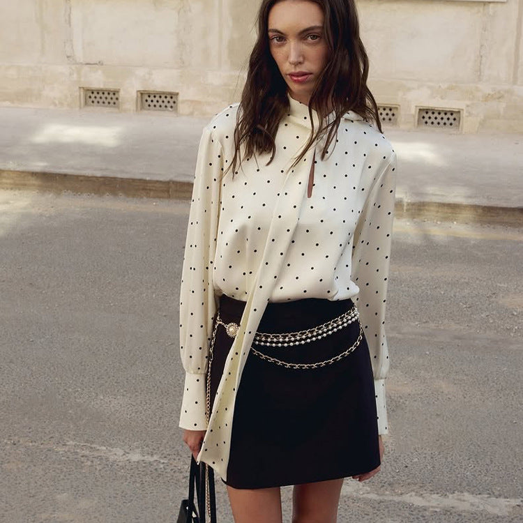 Printed Elegant Long-Sleeve Top