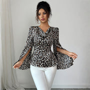 Elegant Leopard Print High-end Long-sleeved Top