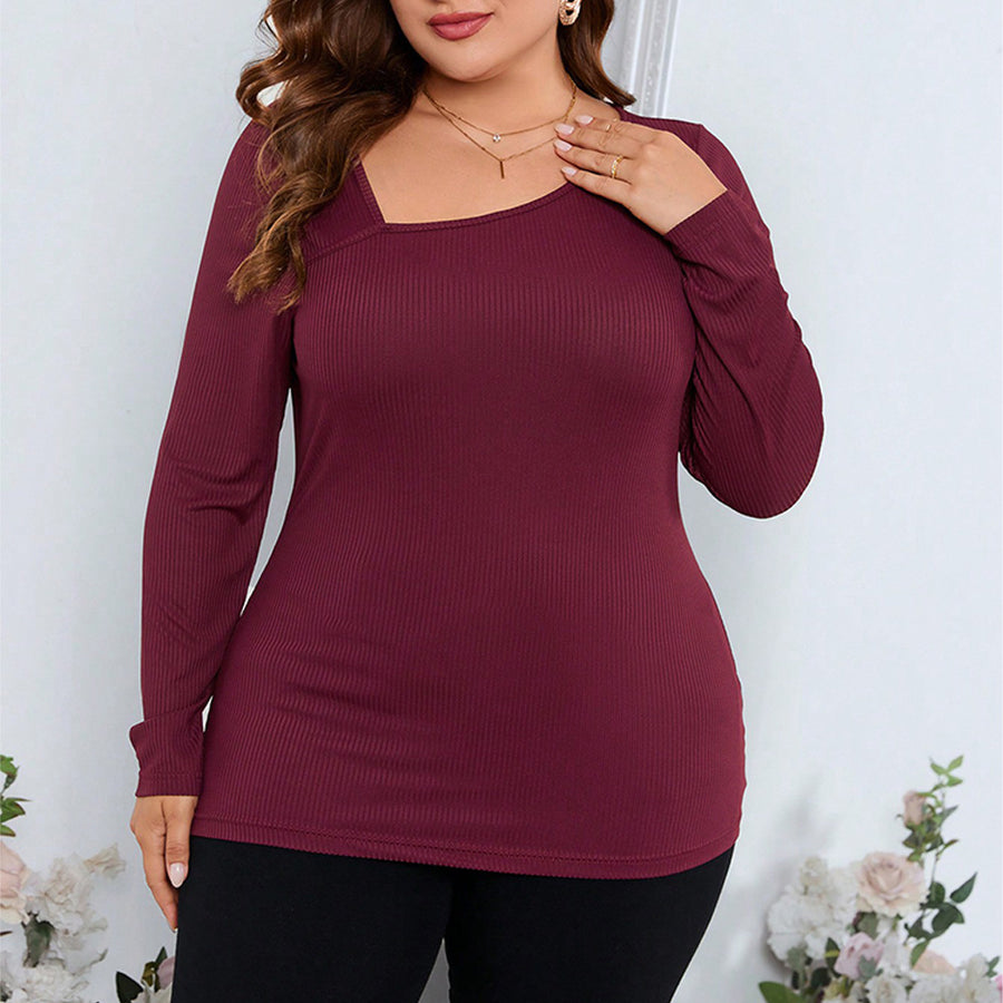 Long Sleeve Slim Fit Knit Pullover Top