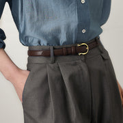 French Gold Buckle Genuine Leather Belt