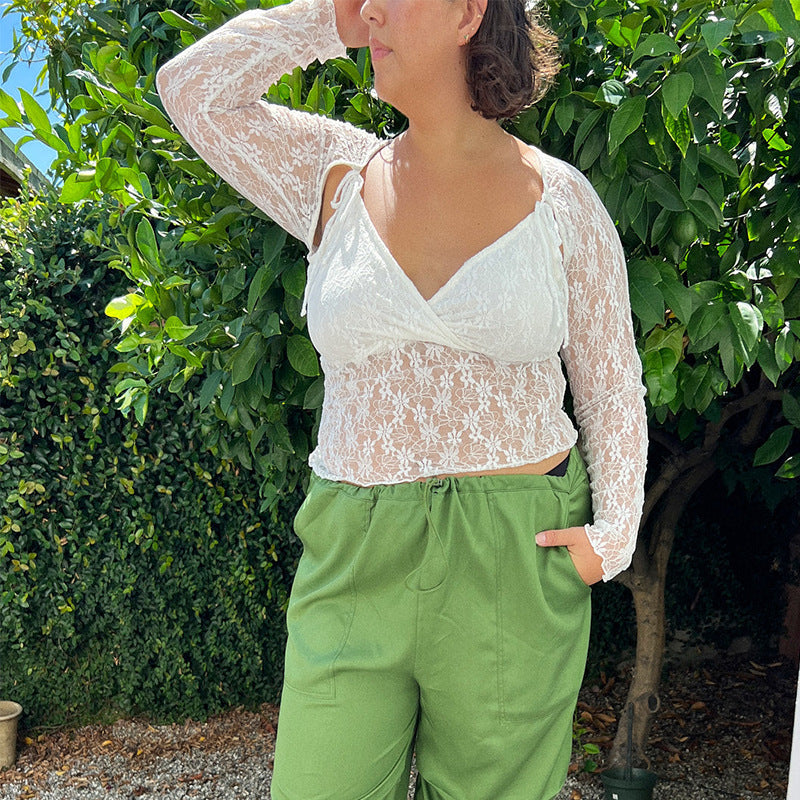 Slim-fit Lace Vintage-style Top