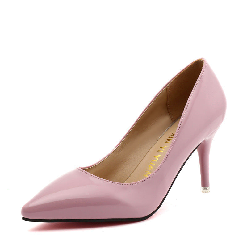 Elegant Pointed Toe Patent Leather Heels