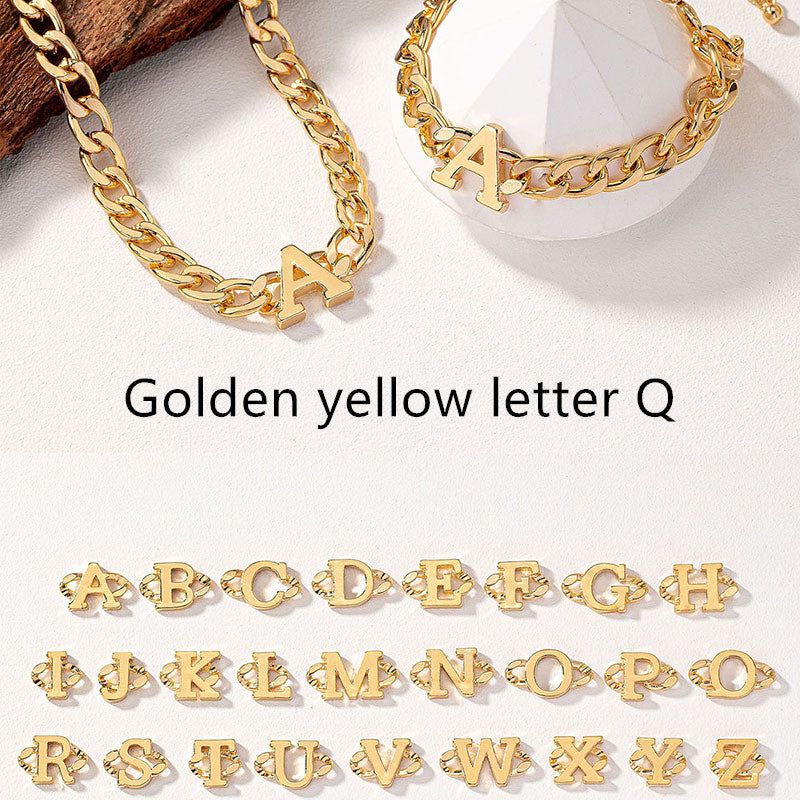 Golden Letter Necklace & Bracelet Set