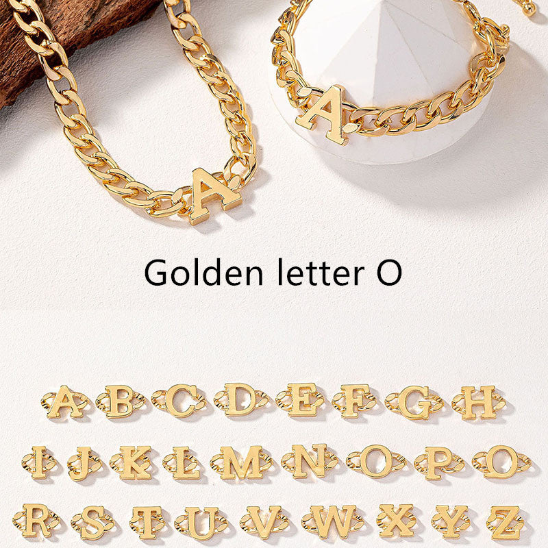 Golden Letter Necklace & Bracelet Set