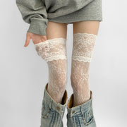 Super Sexy Lace Hot Pattern Stockings, Ultra-Thin Hollow-Out Thigh-High Socks