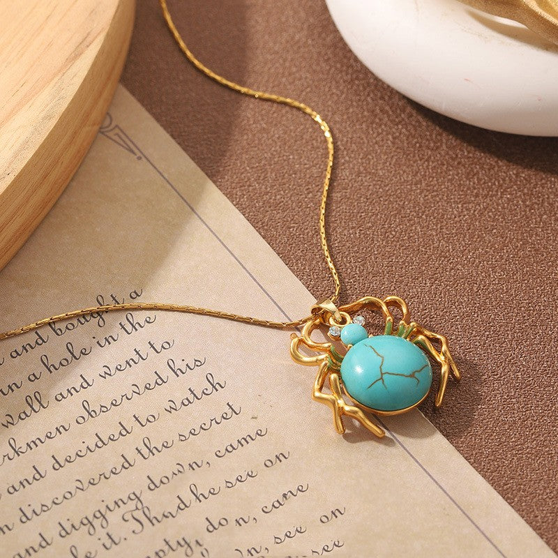 Vintage-style Turquoise Spider Necklace & Earrings