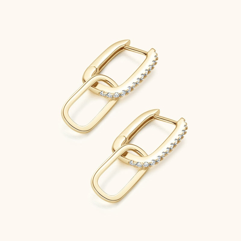 Double Ring Business-style Moissanite Earrings