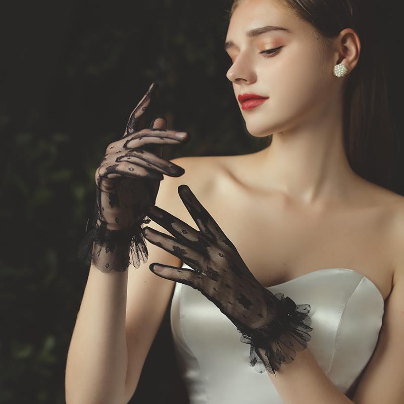 Chic Korean Style White Floral Lace Gloves