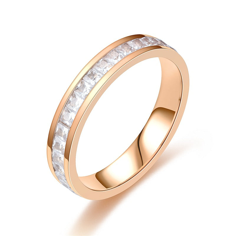 Chic Stainless Steel Rhinestone Ring