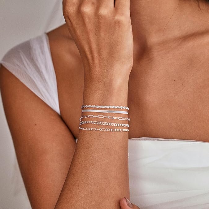 5pcs Silver Classic Bracelets Set