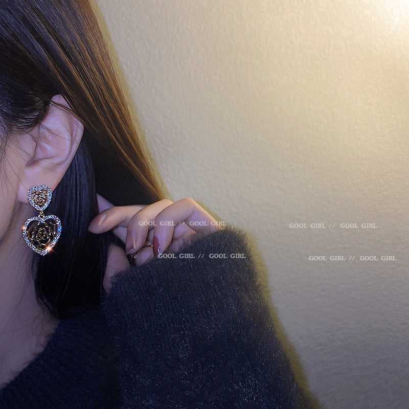 Heart-shaped Rose Earrings