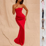 Slim Tube Top Long Party Dress - Bandeau Backless