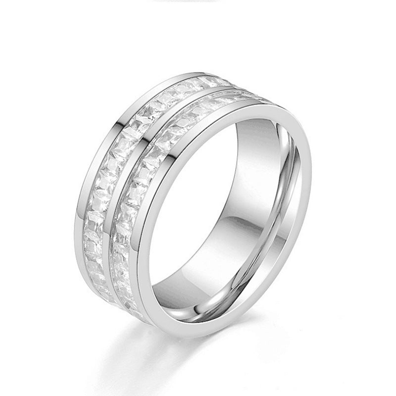 Chic Stainless Steel Rhinestone Ring