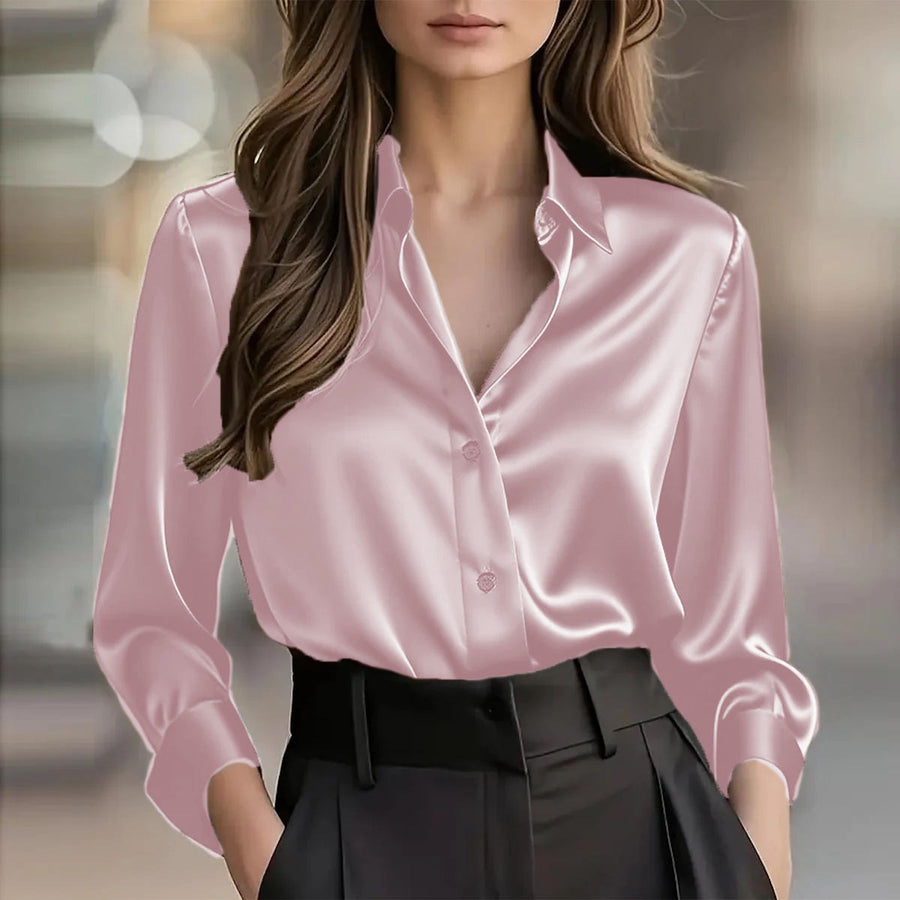 Elegant Satin Long Sleeve Blouse