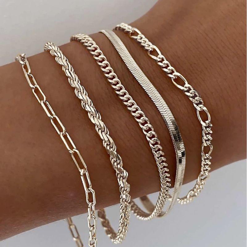 5pcs Silver Classic Bracelets Set
