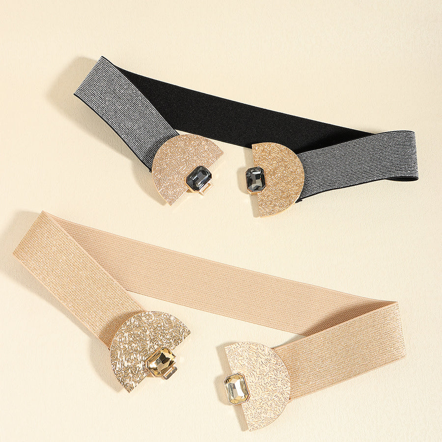 Stretchy Glittering With Pearls, Elastic Belt