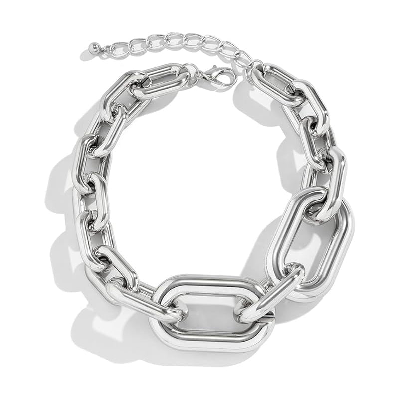 Silver Chain Chunky Choker Bold Necklace