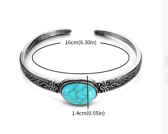 Silver Plated Retro with Turquoise Stone Bracelet