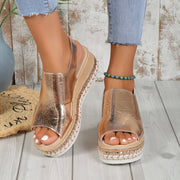 Glam Summer Sparkle Wedge Sandals Open Toe