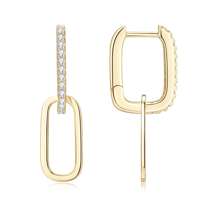 Double Ring Business-style Moissanite Earrings