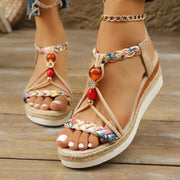 Glam Rhinestone Beaded Platform Wedge Heels