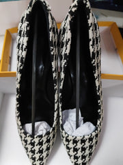 Houndstooth High Heels, Low-cut Chunky Shoes