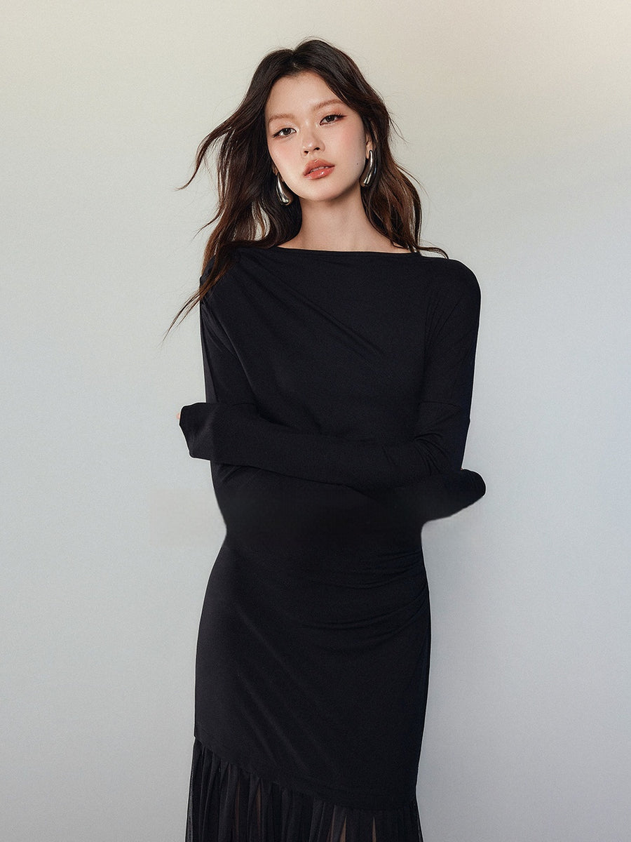 Black Panel Feminine Dress