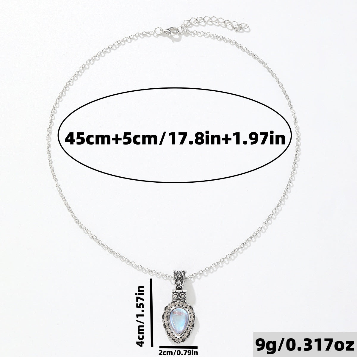 Vintage-Style Victorian Moonstone Drop Necklace