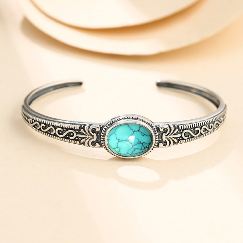 Silver Plated Retro with Turquoise Stone Bracelet